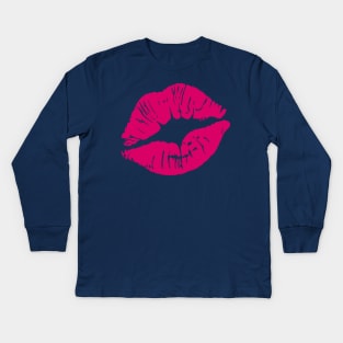 Hot Pink Lips (Light) Kids Long Sleeve T-Shirt